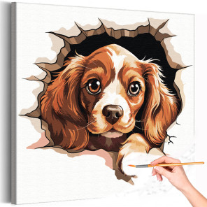 1 Щенок кокер спаниель Собака Легкая Английский Раскраска картина по номерам на холсте