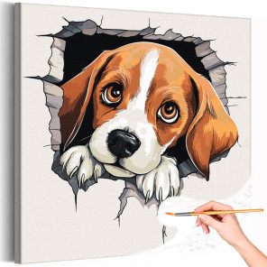 1 Бигль с большими глазами Животные Щенок Собака Раскраска картина по номерам на холсте