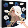1 Девушка зима с цветами Портрет Люди Женщина Минимализм Блондинка Стильная Интерьерная Раскраска картина по номерам на холсте