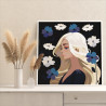 3 Девушка зима с цветами Портрет Люди Женщина Минимализм Блондинка Стильная Интерьерная Раскраска картина по номерам на холсте