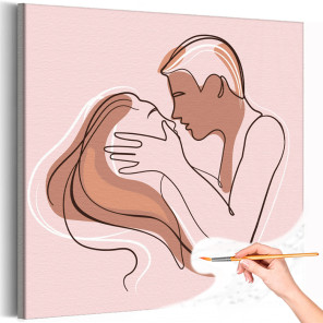 1 Поцелуй влюбленного мужчины Коллекция Line Люди Девушка Пара Любовь Страсть Романтика Раскраска картина по номерам на холсте