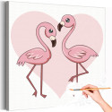 1 Пара влюбленных розовых фламинго Птицы Любовь Романтика Для девочек Простая Раскраска картина по номерам на холсте
