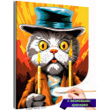  Кот со свечкой Животные Кошки Мем Смешная Раскраска картина по номерам на холсте с неоновой краской AAAA-NK621