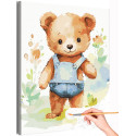 Медвежонок на природе Животные Медведь Лето Для детей Детская Раскраска картина по номерам на холсте