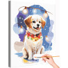 1 Собака с гирляндой Животные Щенок Зима Новый год Рождество Раскраска картина по номерам на холсте