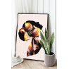 2 Портрет девушки и цветок лилии Люди Женщина Абстракция Интерьерная 100х125 Раскраска картина по номерам на холсте