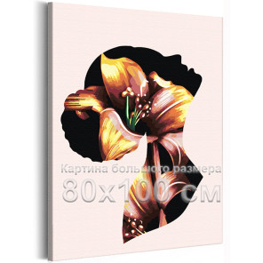 Портрет девушки и цветок лилии Люди Женщина Абстракция Интерьерная 80х100 Раскраска картина по номерам на холсте