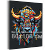 Яркий красочный бык Животные Абстракция Для мужчин 80х100 Раскраска картина по номерам на холсте