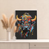 4 Яркий красочный бык Животные Абстракция Для мужчин Раскраска картина по номерам на холсте