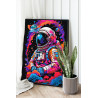 2 Космонавт среди звезд и планет Люди Космос Фэнтези Яркая Для мальчика Для мужчин 80х100 Раскраска картина по номерам на холсте