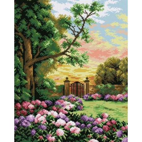 Сад цветов Алмазная мозаика на подрамнике Цветной