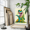 3 Динозавр с деньгами и клевером на счастье Животные Дракон Для детей Праздник 80х100 Раскраска картина по номерам на холсте
