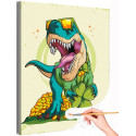 1 Динозавр с деньгами и клевером на счастье Животные Дракон Для детей Праздник Раскраска картина по номерам на холсте