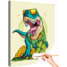 1 Динозавр с деньгами и клевером на счастье Животные Дракон Для детей Праздник Раскраска картина по номерам на холсте