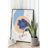 2 Натюрморт с синими листьями и цветами 3 Для триптиха Минимализм Абстракция Легкая Интерьерная Стильная 60х80 Раскраска картина