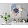 6 Натюрморт с синими листьями и цветами 3 Для триптиха Минимализм Абстракция Легкая Интерьерная Стильная 60х80 Раскраска картина