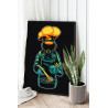 2 Космонавт повар Космос Люди Для детей Для мальчиков Для девочек Для кухни Черная 75х100 Раскраска картина по номерам на холсте