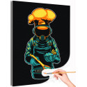 1 Космонавт повар Космос Люди Для детей Для мальчиков Для девочек Для кухни Черная Раскраска картина по номерам на холсте