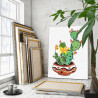 3 Цветущий кактус в горшке Цветы Натюрморт Растения 60х80 Раскраска картина по номерам на холсте