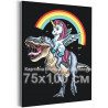 Единорог пегас на динозавре Мифология Животные Детские Для детей 75х100 Раскраска картина по номерам на холсте