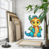 4 Яркий дракон удачи Животные Символ года Новый год Для детей Детская Легкая 75х100 Раскраска картина по номерам на холсте
