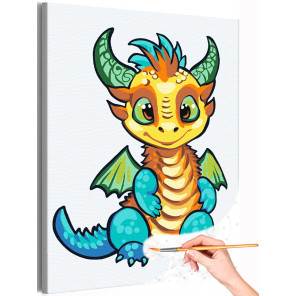 1 Яркий дракон удачи Животные Символ года Новый год Для детей Детская Легкая Раскраска картина по номерам на холсте