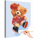 1 Мишка с баскетбольным мячом Животные Медведь Спорт Для детей Детская Для мальчика Раскраска картина по номерам на холсте