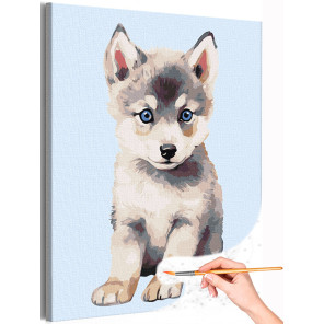 1 Малыш волчонок Животные Волк Для детей Детская Раскраска картина по номерам на холсте