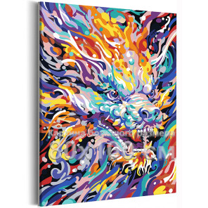 Красочный дракон Животные Символ года Новый год Яркая Арт 80х100 Раскраска картина по номерам на холсте