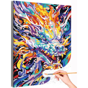 1 Красочный дракон Животные Символ года Новый год Яркая Арт Раскраска картина по номерам на холсте