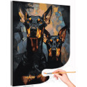  Доберманы Животные Собаки Пара Интерьерная Раскраска картина по номерам на холсте AAAA-NK626