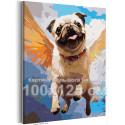Влюбленный мопс ангел Животные Собака в небесах Полет Для детей Детская 100х125 Раскраска картина по номерам на холсте