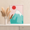 2 Красное солнце над горой Фудзияма Природа Япония Пейзаж Для детей Детская Маленькая Простая Минимализм Раскраска картина по но