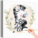Малыш зебра с бабочкой Коллекция Cute animals Животные Цветы Для детей Детские Для девочек Для мальчиков Раскраска картина по номерам на холсте