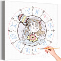 Девочка водолей в зодиакальном круге Знак Зодиак Созвездие Для детей Детские Для девочек Раскраска картина по номерам на холсте