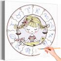Девочка весы в зодиакальном круге Знак Зодиак Созвездие Для детей Детские Для девочек Раскраска картина по номерам на холсте