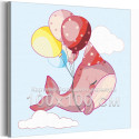 Розовый кит с воздушными шарами Коллекция Cute animals Рыбы Животные Для детей Детские Для девочек Для мальчиков Праздник 100х100 Раскраска картина по номерам на холсте