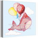 Розовый кит с воздушными шарами Коллекция Cute animals Рыбы Животные Для детей Детские Для девочек Для мальчиков Праздник 80х80 Раскраска картина по номерам на холсте