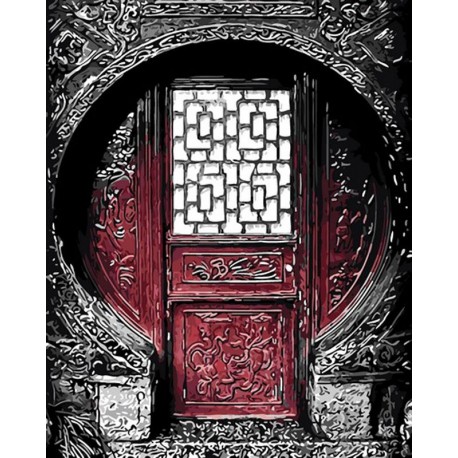 Резная дверь Раскраска картина по номерам на холсте