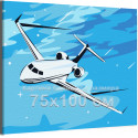 Пассажирский самолет в небе Транспорт Звёздная ночь Минимализм Легкая Для мужчин Для мальчика 75х100 Раскраска картина по номера