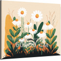Ромашки минимализм Цветы Природа Пейзаж Легкая Для детей Детская Для девочек 60х80 Раскраска картина по номерам на холсте