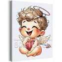 Влюбленный мальчик ангел с сердцем Дети Ребенок Малыш Любовь Для детей Детская 80х100 Раскраска картина по номерам на холсте