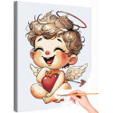 Влюбленный мальчик ангел с сердцем Дети Ребенок Малыш Любовь Для детей Детская Раскраска картина по номерам на холсте