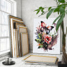 2 Цветы шиповника и бабочка Природа Букет Лето Яркая Интерьерная 100х125 Раскраска картина по номерам на холсте