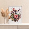 4 Цветы шиповника и бабочка Природа Букет Лето Яркая Интерьерная Раскраска картина по номерам на холсте