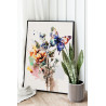 2 Ветвь с цветами и бабочка Природа Лето Яркая Интерьерная 100х125 Раскраска картина по номерам на холсте