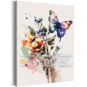 Ветвь с цветами и бабочка Природа Лето Яркая Интерьерная 80х100 Раскраска картина по номерам на холсте