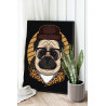  Модный мопс в шапке / Животные / Собаки 100х125 см Раскраска картина по номерам на холсте AAAA-C0167-100x125