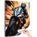 Мотоциклист в городе Люди Байкер Мотоцикл Яркая Спорт Для Мужчин Для подростков Раскраска картина по номерам на холсте