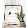 2 Подмигивающий белый котенок Коллекция Сute kitten Кот Кошка Животные Для детей Детские Для девочек 100х100 Раскраска картина п
